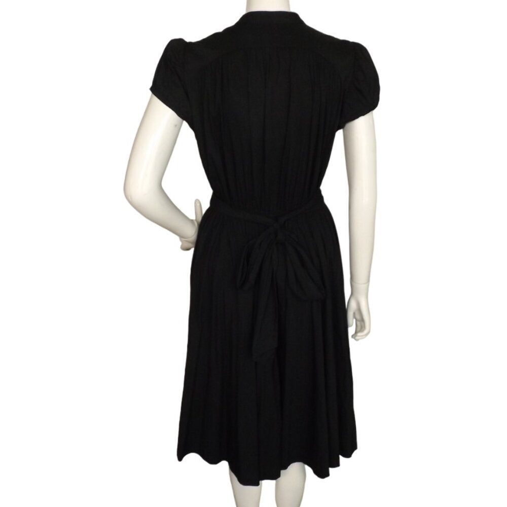 ROBERT RODRIGUEZ Shirt Dress, L, Black, Career, Sash/Bow, Short sleeve Cottony - Picture 6 of 13